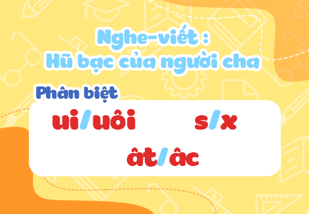 Nghe - viết: Hũ bạc của người cha. Phân biệt ui/uôi, s/x, ât/âc