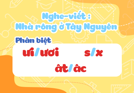 Nghe - viết: Nhà rông ở Tây Nguyên. Phân biệt ưi/ươi, s/x, ât/âc