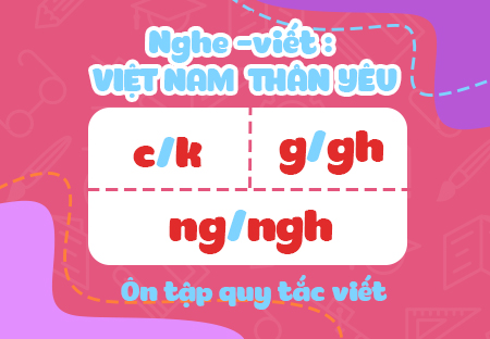 Nghe - viết: Việt Nam thân yêu. Ôn tập quy tắc viết c/k, g/gh, ng/ngh